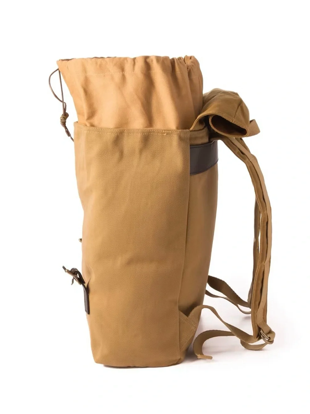 Filson Tan Canvas Backpack with Dark Brown Leather Straps